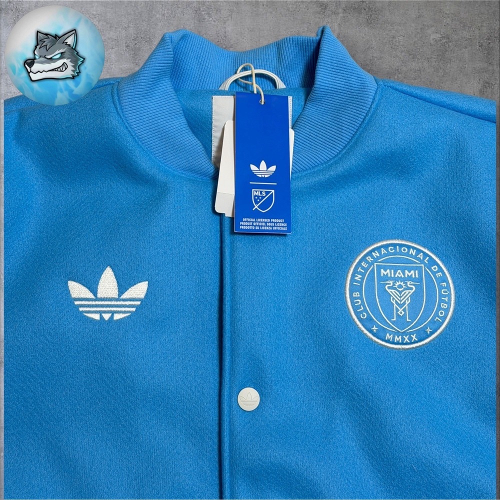 NWT Adidas Semi Blue Inter Miami CF Anthem Bomber Jacket Men's Size Medium - Picture 4 of 8